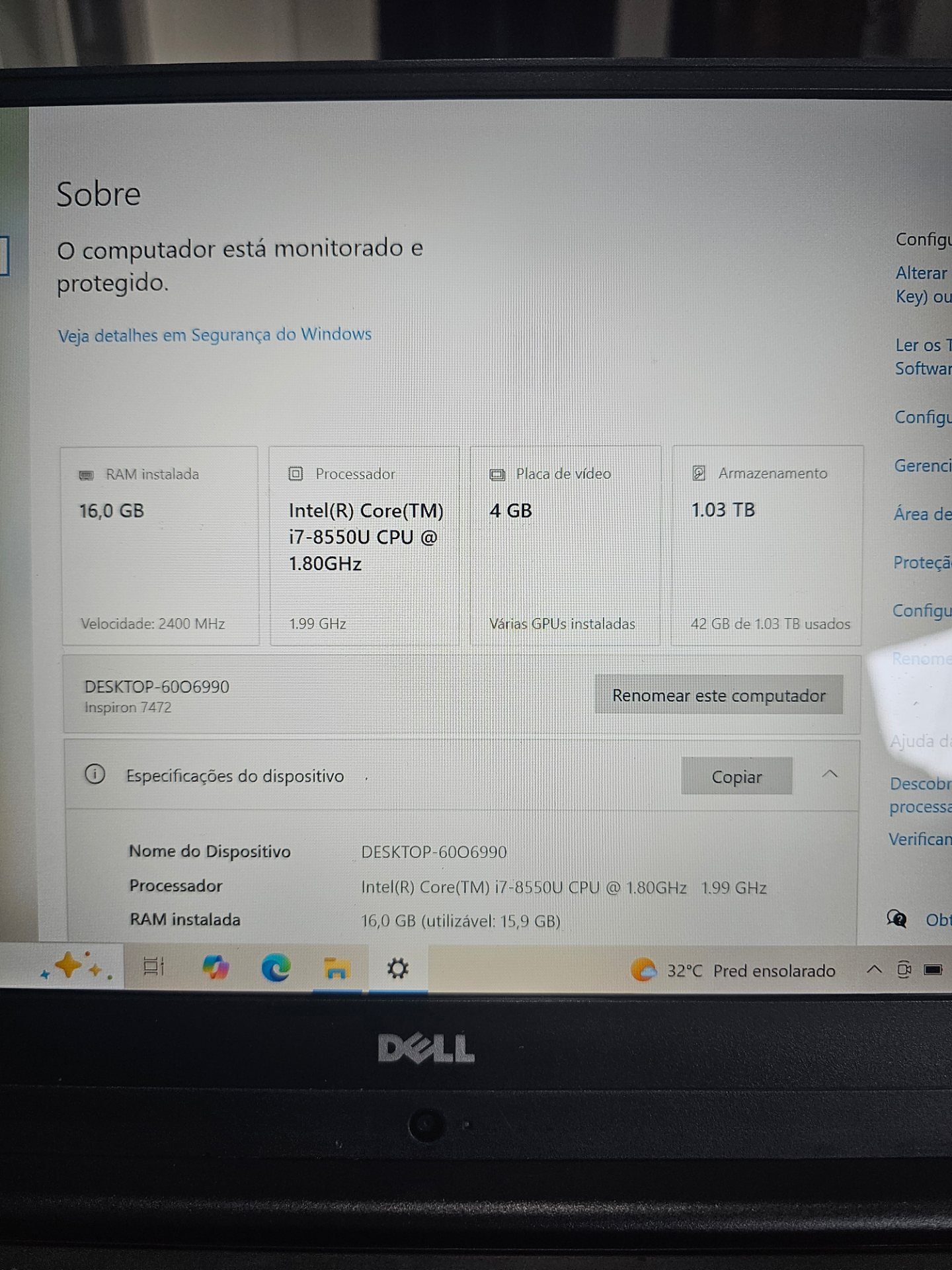 Foto 4 de 💻 NOTEBOOK DELL INSPIRON 7472 – CORE i7 | 16GB RAM